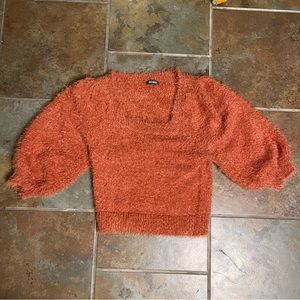 NWOT Wild Fable Eyelash Knit Puff Sleeve Crop Top